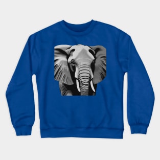 Light Grey Monochrome Elephant Digital Portrait Without Background (MD23Ar035e) Crewneck Sweatshirt